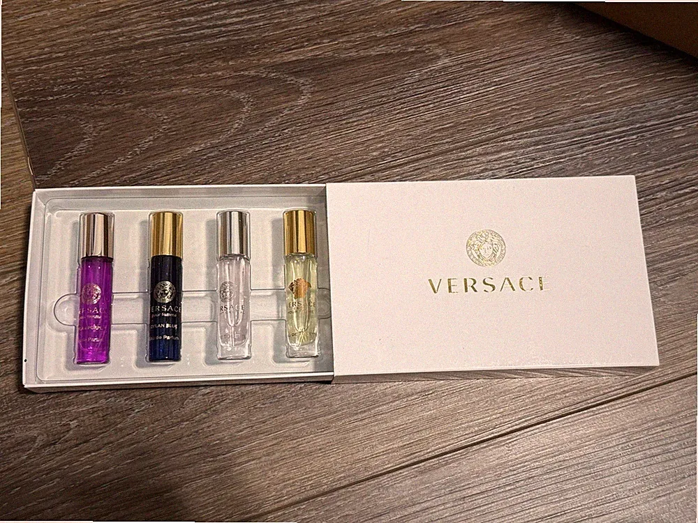 4 Versace Perfume Travel Purse Set 5ml X4 Dylan Purple & Blue Eros Crystal New