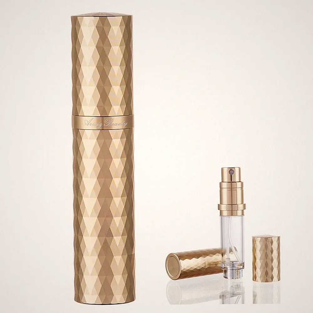 Travel Refillable Perfume Atomizer 5ml Gold Pocket Spray Bottle
